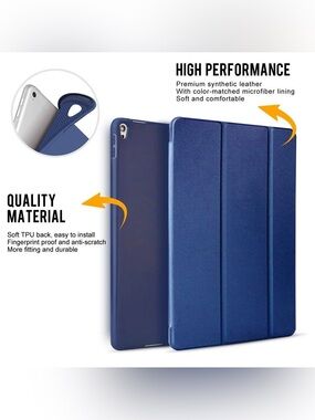 Blue iPad Pro Tablet Folio Case with Tri-Fold Stand